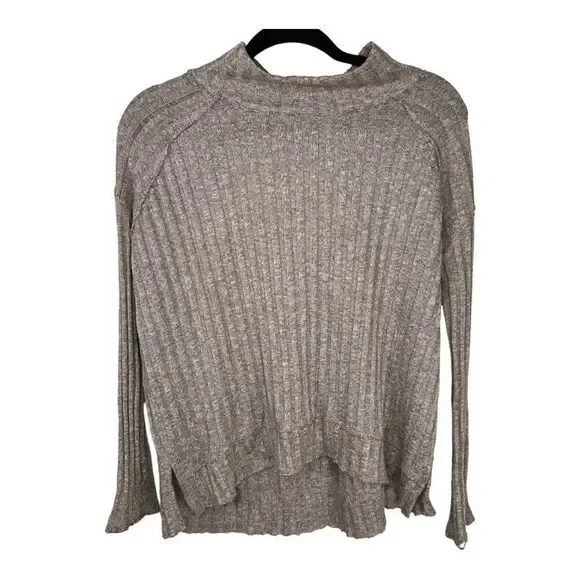 Free People Women's Clarissa Pullover Ribbed Mock Neck Sweater Tan/White Size XS - Picture 1 of 6